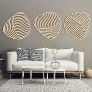 Modern Wood Wall Art Set | Asymmetrical Wood wall art | Pebble shape Wall Art | Geometric Wood Decor | Wood wall decor | Minimalist wall art