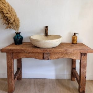 Wooden Rustic Live Edge Bathroom Vanity – Handcrafted Solid Wood Cabinet – Custom Farmhouse Furniture Single or Double Sinks with Storage