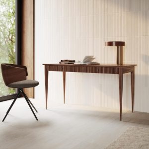 Walnut office desk with two slatted drawers, mid century modern, study desk, writing desk, computer desk, solid walnut desk, bureau