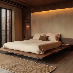 Japanese Bed Frame, Platform Bed Frame, Solid Wood Platform Bed, Walnut Bed Frame, Platform B
