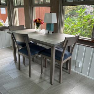 Grey Dining Table, Small Oak Dining Table, Oak Kitchen Parsons Table, Small Grey Oak Kitchen Dining Table, Modern Wood Kitchen Table