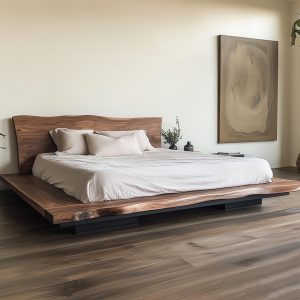 Platform Bed Frame, Walnut Live Edge Bed Frame, Handmade Wooden Bed Frame, Queen Bed Frame, King Bed Frame
