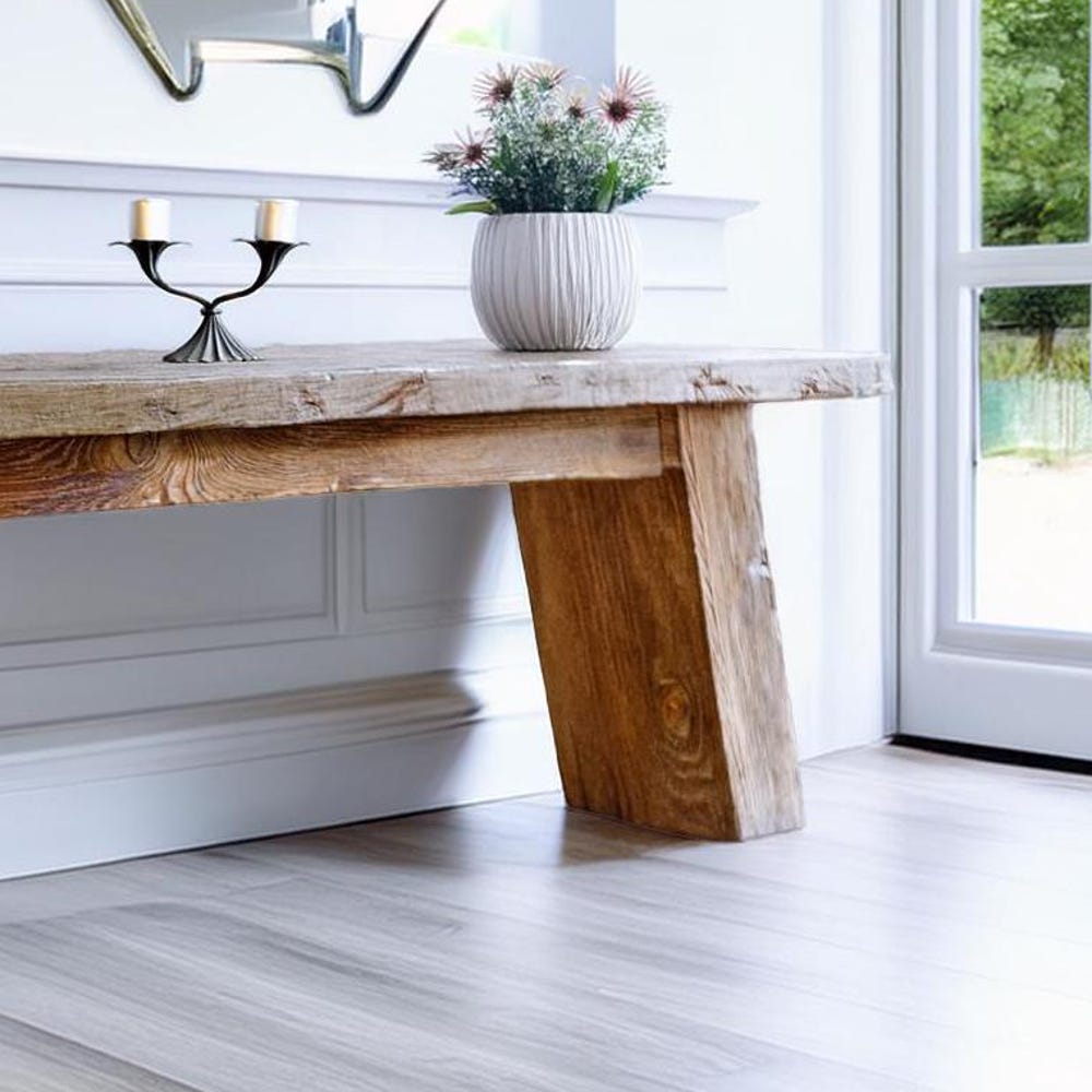 Custom Rustic Wooden Console Table – Handmade Farmhouse Live Edge Solid Wood Entryway Hallway Dresser – Narrow Handcrafted for Living Room - Image 3