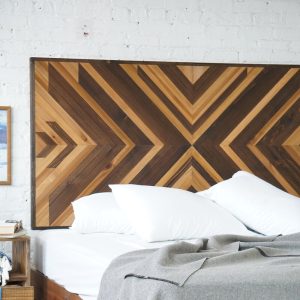 The Big Valley - Platform Bed Frame and Headboard - Rustic Modern - Barn Wood Style - Original Wall Art - Handmade in USA
