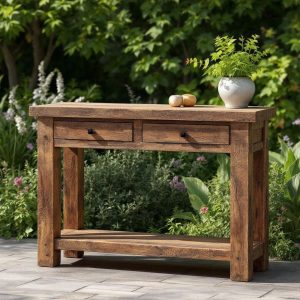 Wooden rustic console table handmade farmhouse dressuar custom size hallway entryway sofa mudroom table farmhouse solid wood foyer dresser