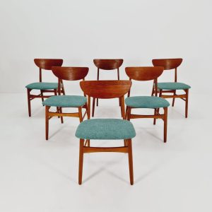 Vintage Danish solid teak dining chairs, 1960s, set of 6