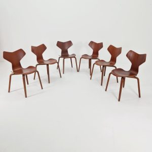 Rare Vintage Teak Dining Chairs by Arne Jacobsen for Fritz Hansen N 4130, 1950s, Set of 6