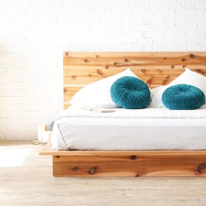 The Woodland - Platform Bed Frame and Headboard - Rustic Modern - Loft Style - Natural Solid Wood - Handmade in USA