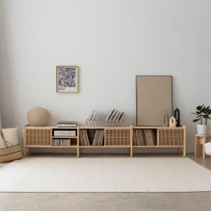 Turntable Stand, Solid Wood Vinyl Record Storage, 118" - Large