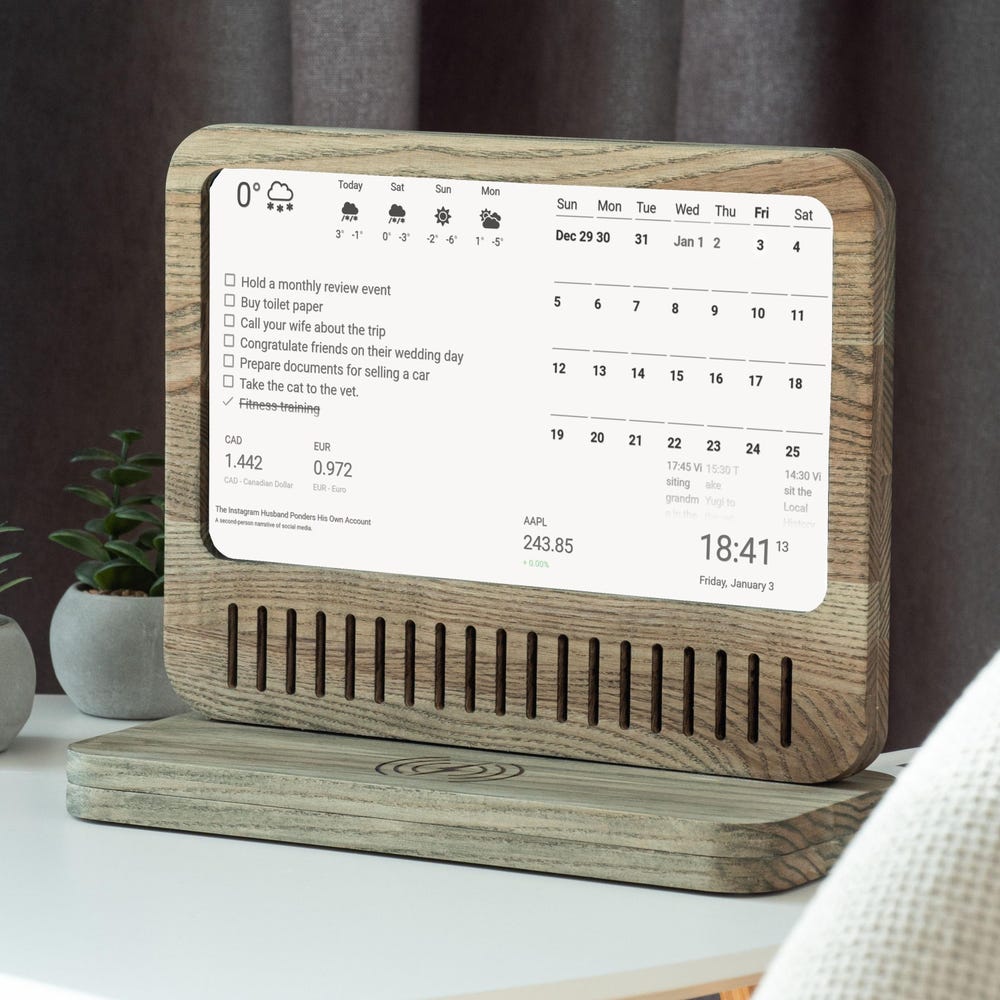 Smart Wooden Display | Crypto & Stock Tracker | DAKBoard Dashboard | Wireless Charging | Handmade Ash Wood | 10" Screen - Image 11