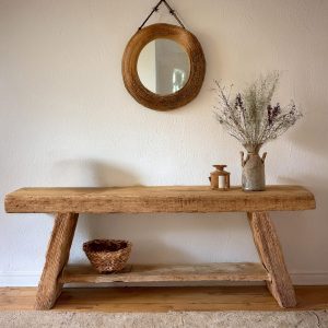 Custom Rustic Wooden Console Table – Handmade Farmhouse Live Edge Solid Wood Entryway Hallway Dresser – Narrow Handcrafted for Living Room