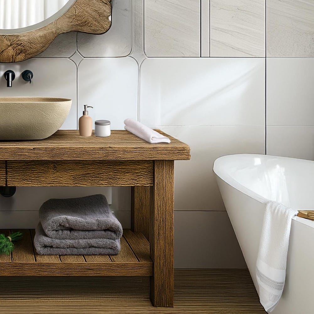 Wooden Rustic Style handmade bathroom vanity live edge solid wood cabinet sink table counter top farmhouse home decor furniture handcrafted - Image 3