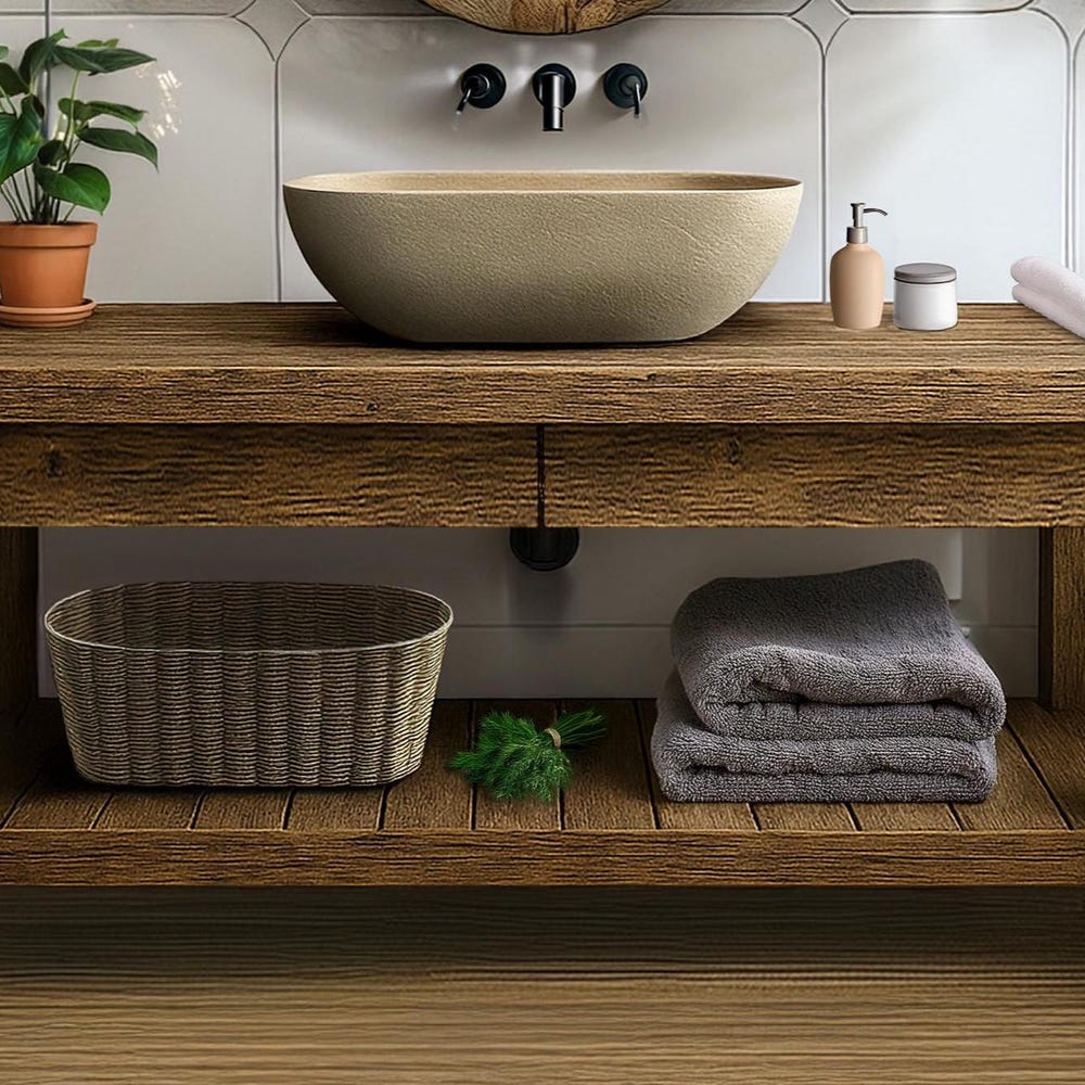 Wooden Rustic Style handmade bathroom vanity live edge solid wood cabinet sink table counter top farmhouse home decor furniture handcrafted - Image 4