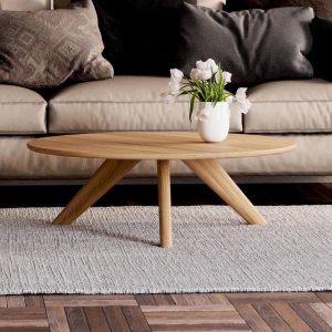 Wood Coffee Table - Round coffee table - Modern coffee table - Aesthetic coffee table - Solid wood coffee table - Scandi coffee table