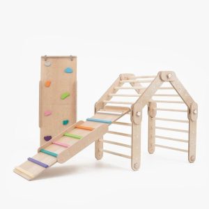 HAPPYMOON® NATURAL CLIMBER with ramps, transformable triangle, happymoon, Montessori ramp, toddler triangle, climbing triangle