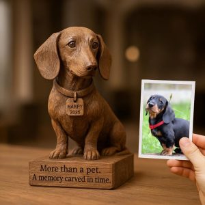 Dog Remembrance Gift – Carved Wooden Dog Portrait with Name & Date | Sculpture from Photo | Pet Memorial Keepsake