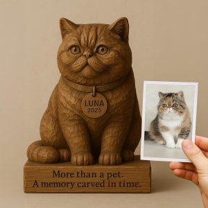 Cat or Dog Memorial Gift – Customize Pet Portrait in Wood from Photo | Unique Pet Memorial Gift for Pet Lovers