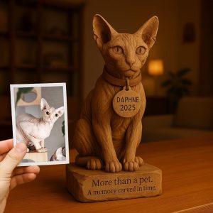 Pet Lover Gift – Handcrafted Wood Carving of Your Pet’s Portrait | Cat Memorial Gifts | Custom Pet Photo Keepsake
