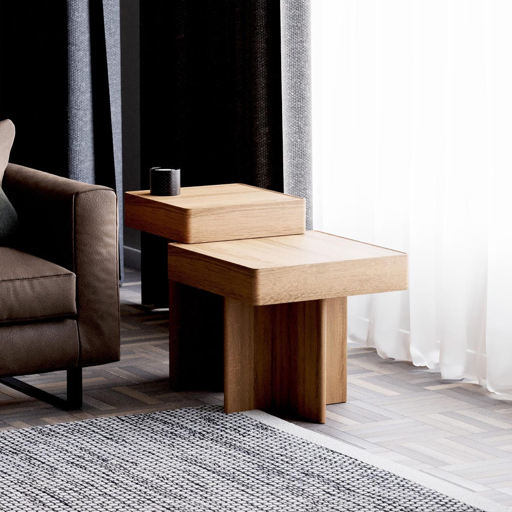 Modern End Table - Real Wood Side Table - Solid Oak End Table - Minimalist End/Side - Set of End Side Tables - Scandi end table - Image 7