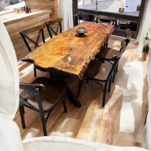 Live Edge Wood Dining Table, Solid Rustic Walnut Table, Handmade Natural Edge Farmhouse Table, Custom Wooden Dinner Table