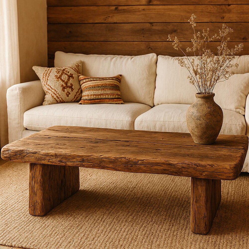 Rustic Wood Coffee Table - Handmade Reclaimed Wood Living Room Table - Farmhouse Coffee Table with Sturdy Legs - Mother's Day Gifts - Image 2