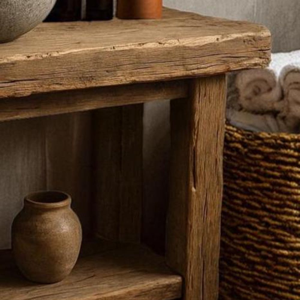 Wooden Rustic Style handmade bathroom vanity live edge solid wood cabinet sink table counter top farmhouse home decor furniture handcrafted - Image 3