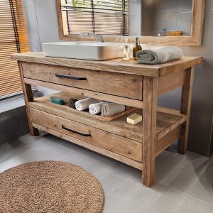 Wooden Rustic Style handmade bathroom vanity with drawer solid wood cabinet sink table counter top farmhouse home decor furniture  handcraft