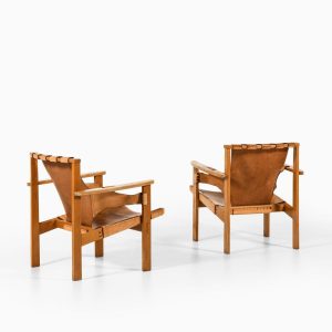 Pair of Trienna Easy Chairs in Oak & Original Leather, Mid-Century Scandinavian Lounge Chairs, Swedish Vintage Seating, Nordic Design