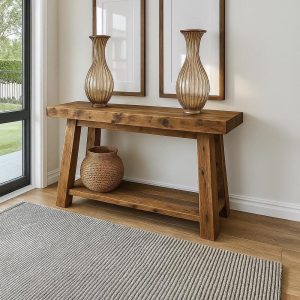 rustic handmade custom size wooden console table entryway hallway table farmhouse livingroom decor reclaimed solid barn wood dressuar table