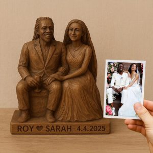 Personalized Wood Decor for Couples – Custom Wedding Gift Sculpture from Photo, Handmade Wooden Art & Unique Anniversary Keepsake