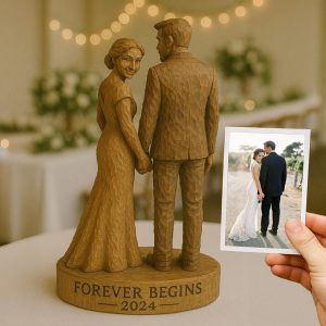 Handcrafted Wood Art from Custom Photo – Personalized Wedding Sculpture, Rustic Couple Gift, Unique Custom Keepsake Decor