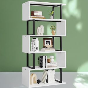 il_1000x1000.6816481627_njhg.jpg 70.4" Tall 5-Tier S-Shaped Bookshelf – Modern Freestanding Bookcase for Home & Office (1pcs ,White)