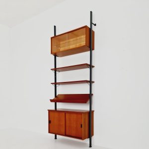 Mid century String shelf system teak & metal by Olof Pira Sweden, 1950s