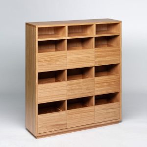 Mid-Century Modern Vinyl Record Storage Cabinet - Handmade LP Organizer