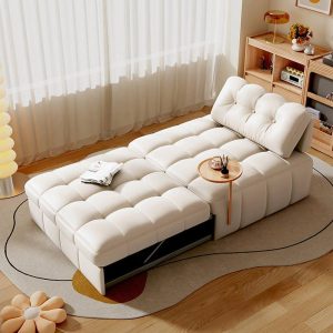 Single Sofa Bed Chair | Modern Armchair Sleeper | Folding Chair Bed | Tufted Sofa Bed with Adjustable Backrest | Small Space Furniture