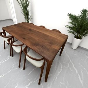 Modern Wood Dining Table Handcrafted Walnut Live Edge Kitchen Table Stylish Durable Furniture
