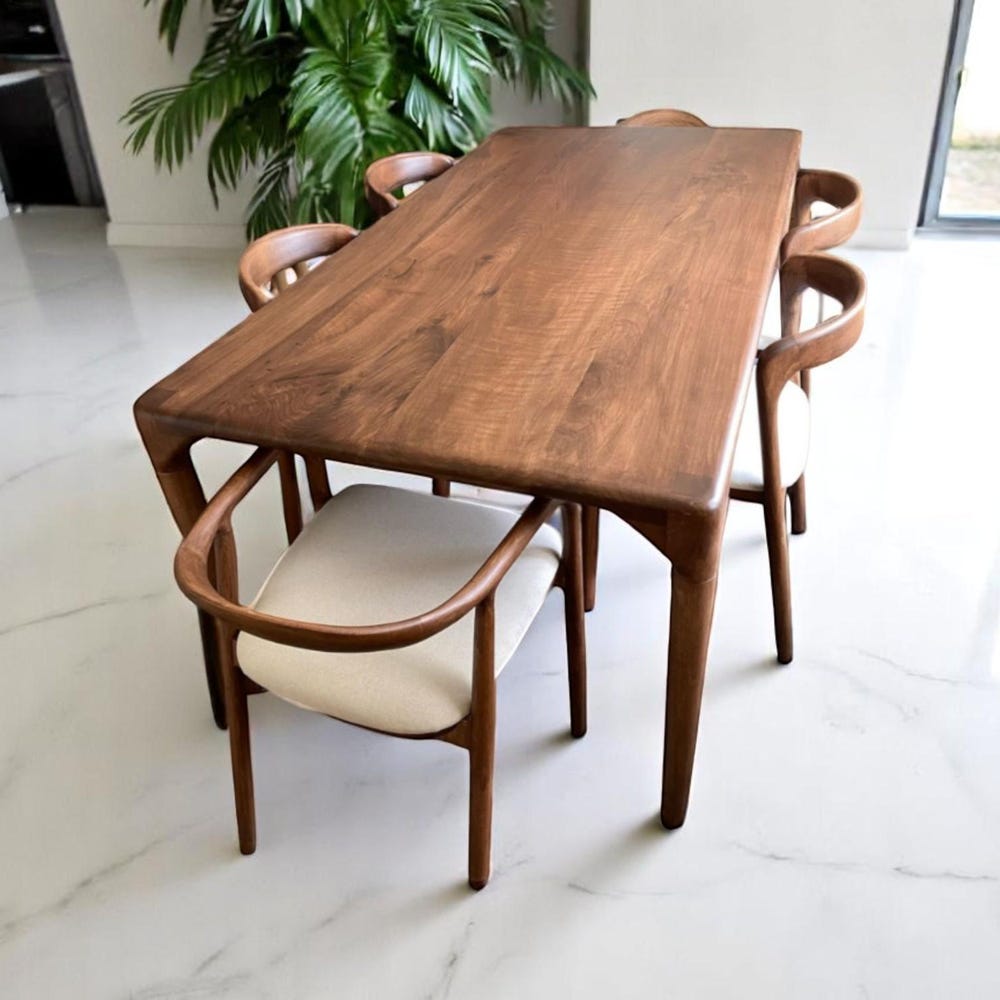 Custom Walnut Dining Table – Handcrafted Modern Wood Kitchen Table, Rustic & Contemporary Design, Unique Solid Wood Furniture