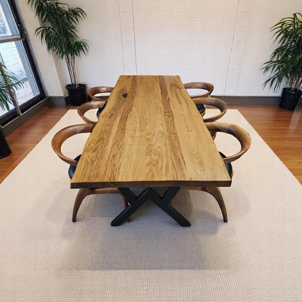 Live Edge Walnut Dining Table - Handmade Wooden Kitchen Table, Farmhouse Walnut Wood Dining Table, Rustic Wood Table for Kitchen - Image 5