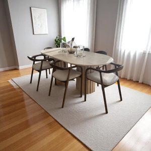 Modern Walnut Dining Table – Handcrafted Live Edge Wood Kitchen Table, Stylish Solid Wood Dining Table