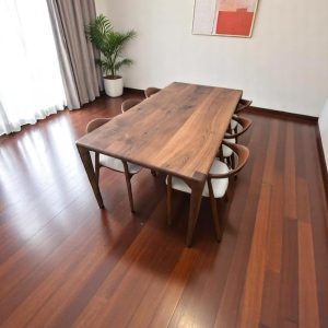 Walnut Dining Table Handcrafted Live Edge Wood Kitchen Table Modern Solid Wood Table