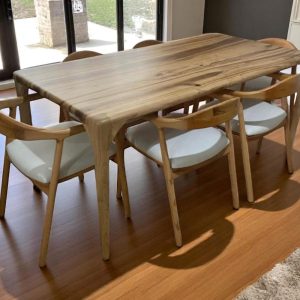 Modern Wood Dining Table - Handcrafted Walnut Live Edge Kitchen & Dining Table, Stylish Modern Wood Table