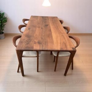 Walnut Wood Dining Table Handcrafted Modern Kitchen & Dining Room Furniture Solid Wood Table