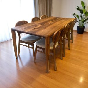 Handmade Walnut Wood Dining Table - Modern Rustic Kitchen Table, Solid Wood Furniture, Custom Crafted Wooden Table