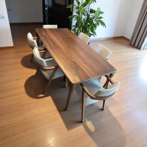 Custom Walnut Dining Table - Handcrafted Live Edge Wood Kitchen & Modern Dining Room Furniture