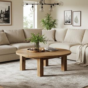 Rustic Round Coffee Table for Living Room Reclaimed Wood Round Wood Coffee Table Live Edge Coffee Table Low Round Wabi Sabi Furniture Decor