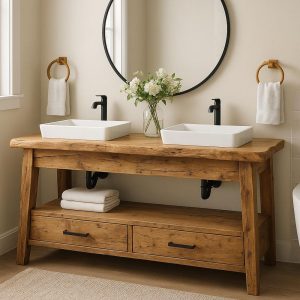 Reclaimed Wood Vanity with Drawers - Rustic Wood Bathroom Vanity - Farmhouse Bathroom Counter - Handmade Solid Wood Sink Stand -Gift for mom