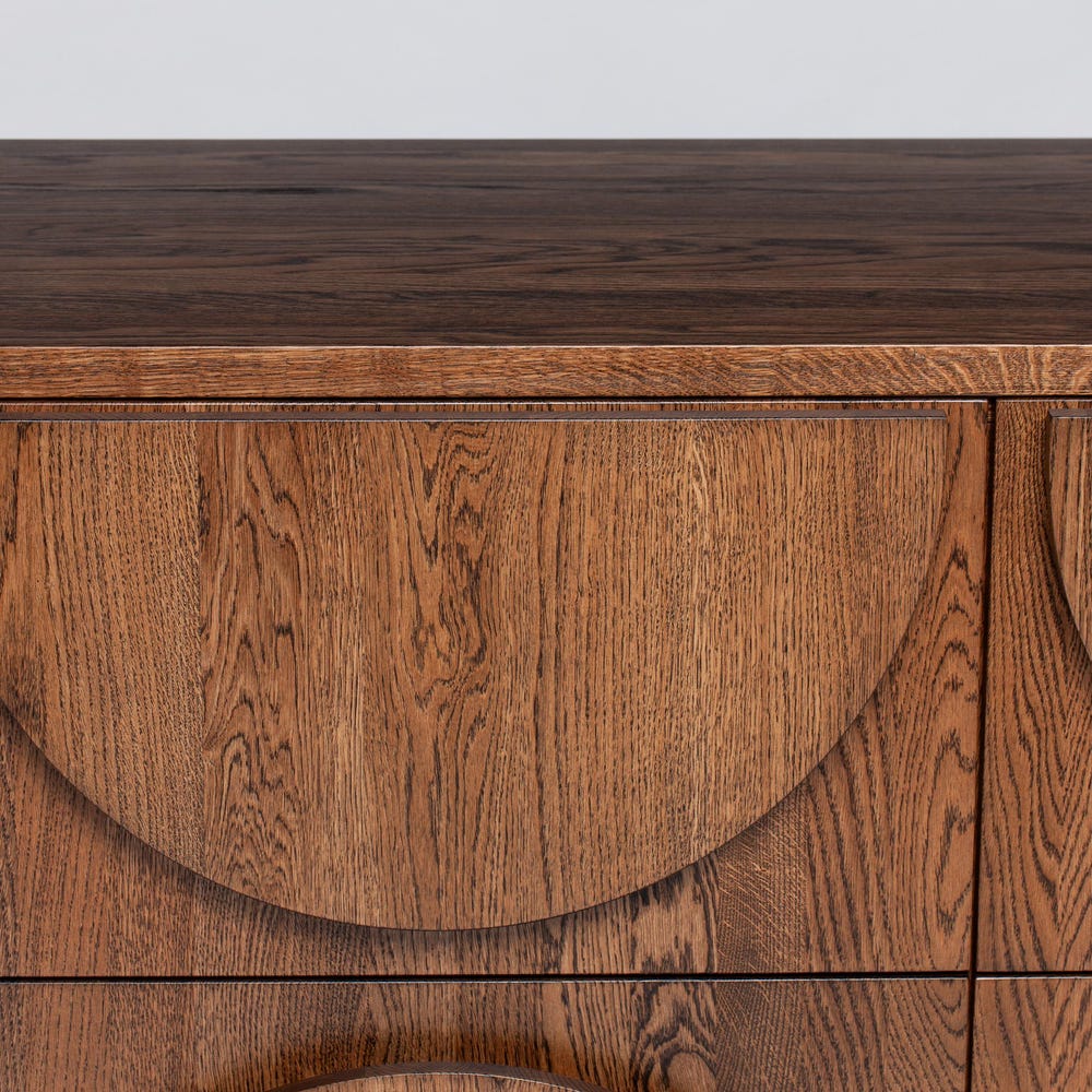 Handcrafted Modern Wood Dresser - Solid Oak Storage Cabinet with Geometric Carved Front - Mid-Century Chest of Drawers - Image 3