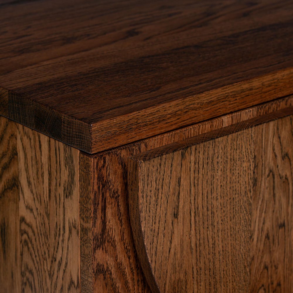 Handcrafted Modern Wood Dresser - Solid Oak Storage Cabinet with Geometric Carved Front - Mid-Century Chest of Drawers - Image 9