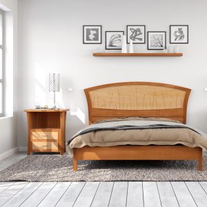 Solid Wood Bed Frame in Cherry and Maple Wood, Made In All Sizes "River Rushes"