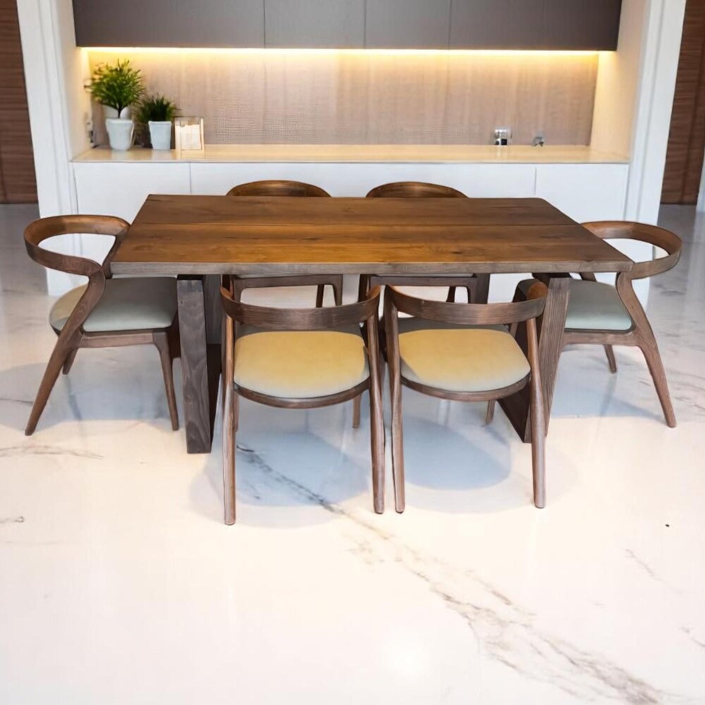 Custom Walnut Dining Table – Handcrafted Solid Wood Kitchen Table, Rustic & Modern Wood Furniture, Unique Contemporary Design - Image 4